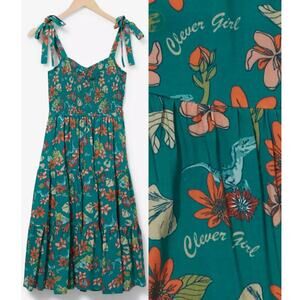 Box Lunch x Jurassic Park NEW Botanical Raptor Print Smocked Midi Sun Dress 4X
